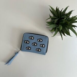 Frodo Leather Zip Around Wallet - All Over Eyes Embroidery